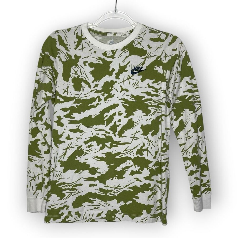 Nike Long Sleeve Futura Tee T Shirt Top Tan White Camo DR9651-100 Boy’s Size XL